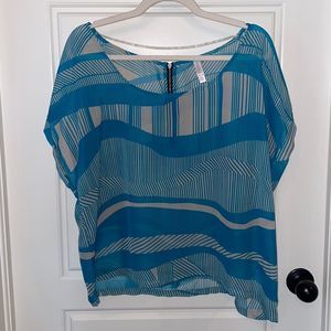 Xhilaration Blue Sheer Top with Back Zipper